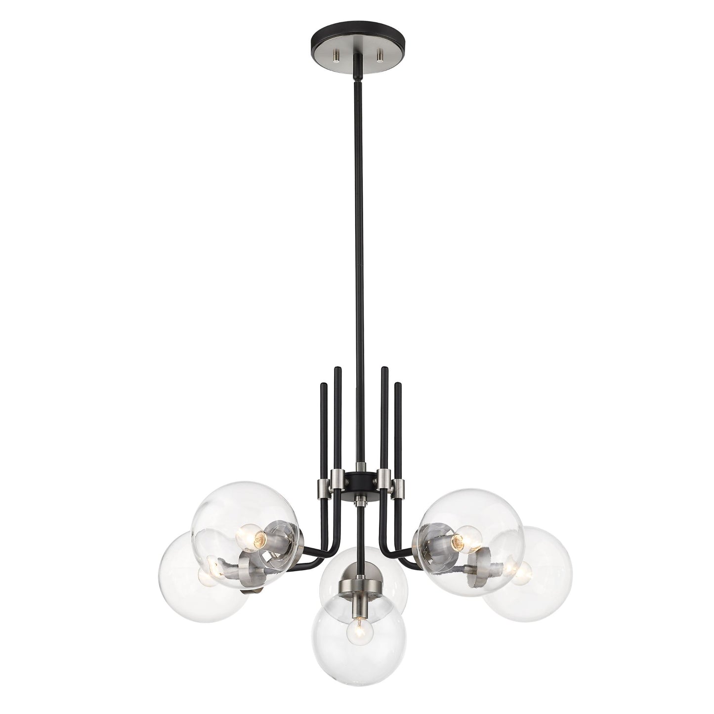 Parsons 6 Light Chandelier Matte Black + Brushed Nickel