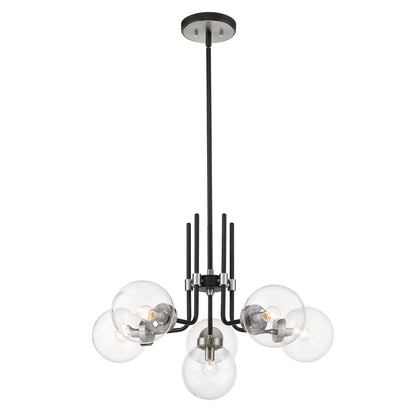 Parsons 6 Light Chandelier Matte Black + Brushed Nickel