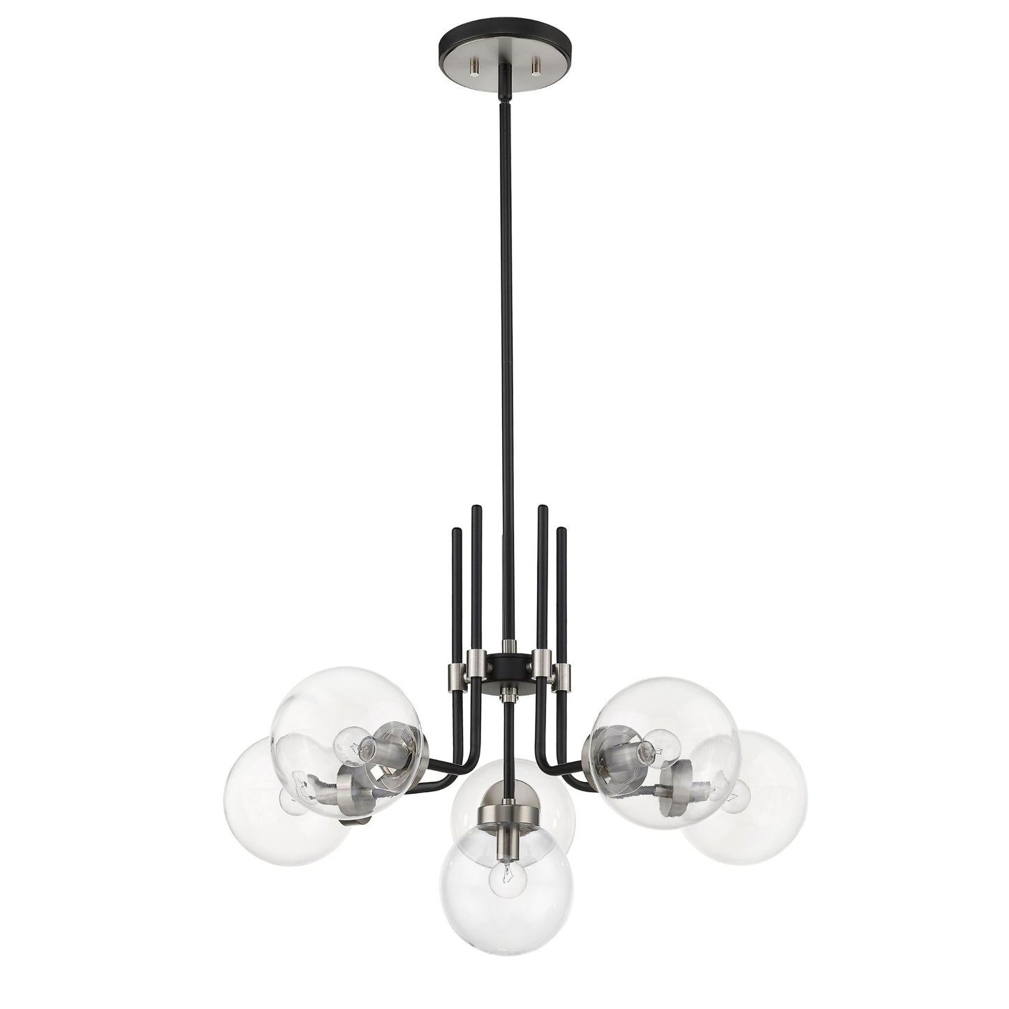Parsons 6 Light Chandelier Matte Black + Brushed Nickel
