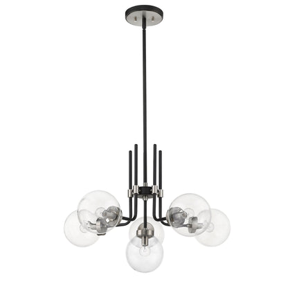 Parsons 6 Light Chandelier Matte Black + Brushed Nickel