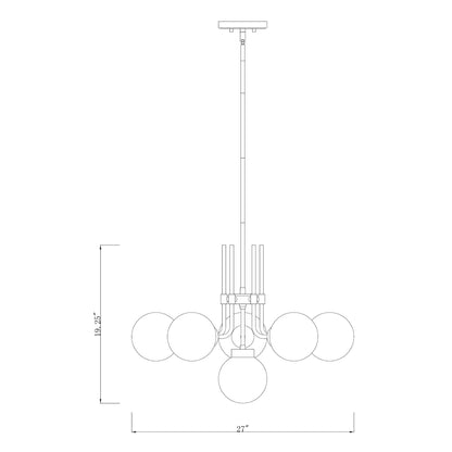 Parsons 6 Light Chandelier Matte Black + Brushed Nickel