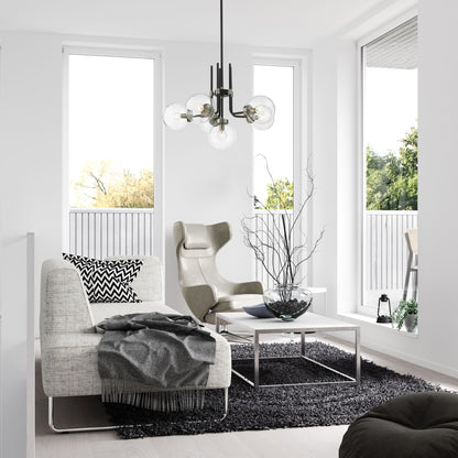 Parsons 6 Light Chandelier Matte Black + Brushed Nickel
