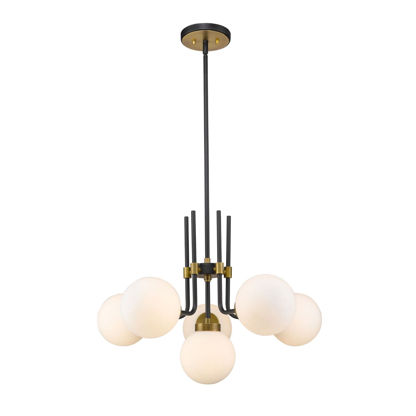 Parsons 6 Light Chandelier Matte Black + Olde Brass