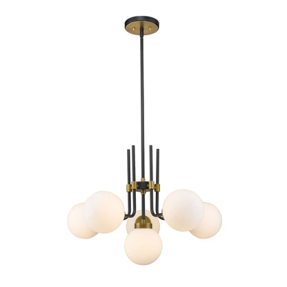 Parsons 6 Light Chandelier Matte Black + Olde Brass