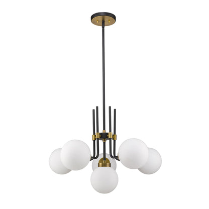 Parsons 6 Light Chandelier Matte Black + Olde Brass