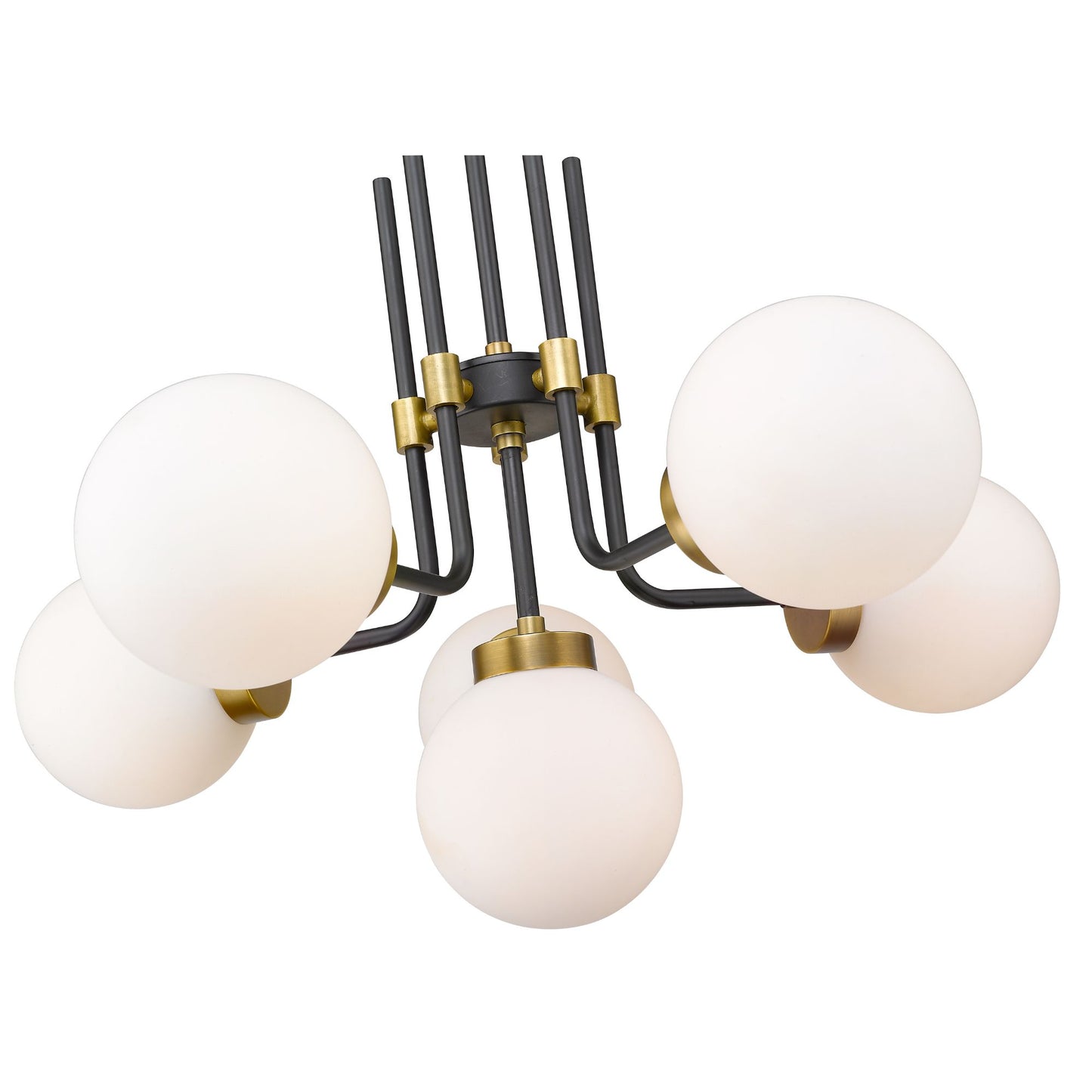 Parsons 6 Light Chandelier Matte Black + Olde Brass
