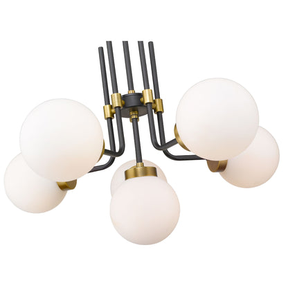 Parsons 6 Light Chandelier Matte Black + Olde Brass