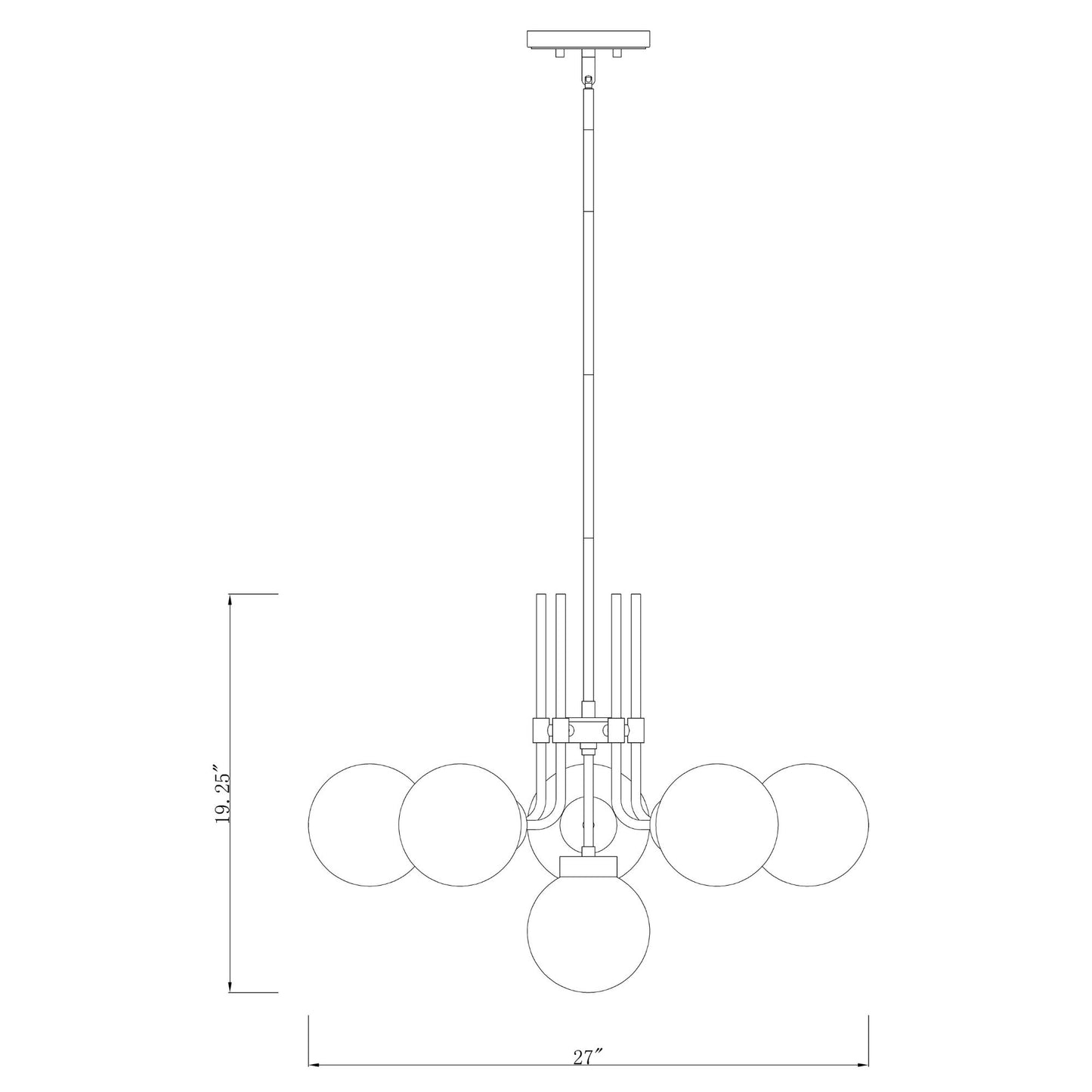 Parsons 6 Light Chandelier Matte Black + Olde Brass