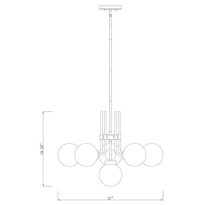 Parsons 6 Light Chandelier Matte Black + Olde Brass