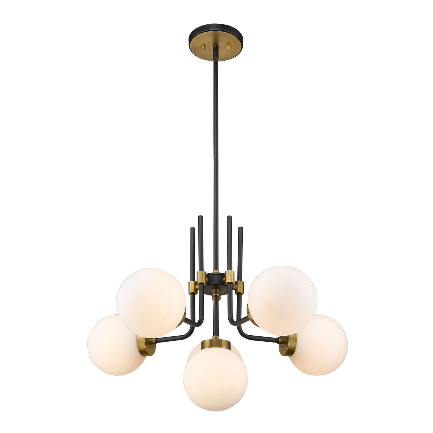 Parsons 6 Light Chandelier Matte Black + Olde Brass