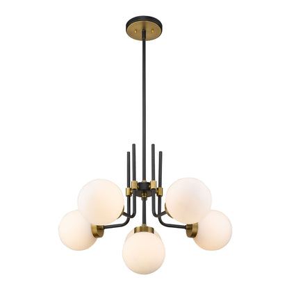 Parsons 6 Light Chandelier Matte Black + Olde Brass