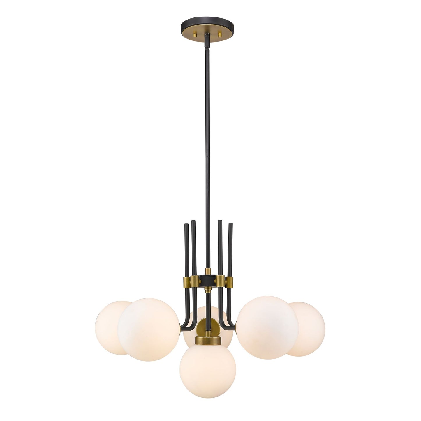 Parsons 6 Light Chandelier Matte Black + Olde Brass