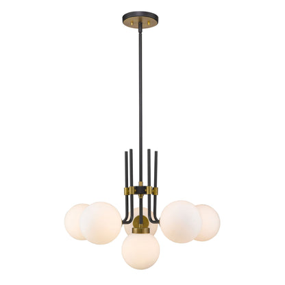 Parsons 6 Light Chandelier Matte Black + Olde Brass