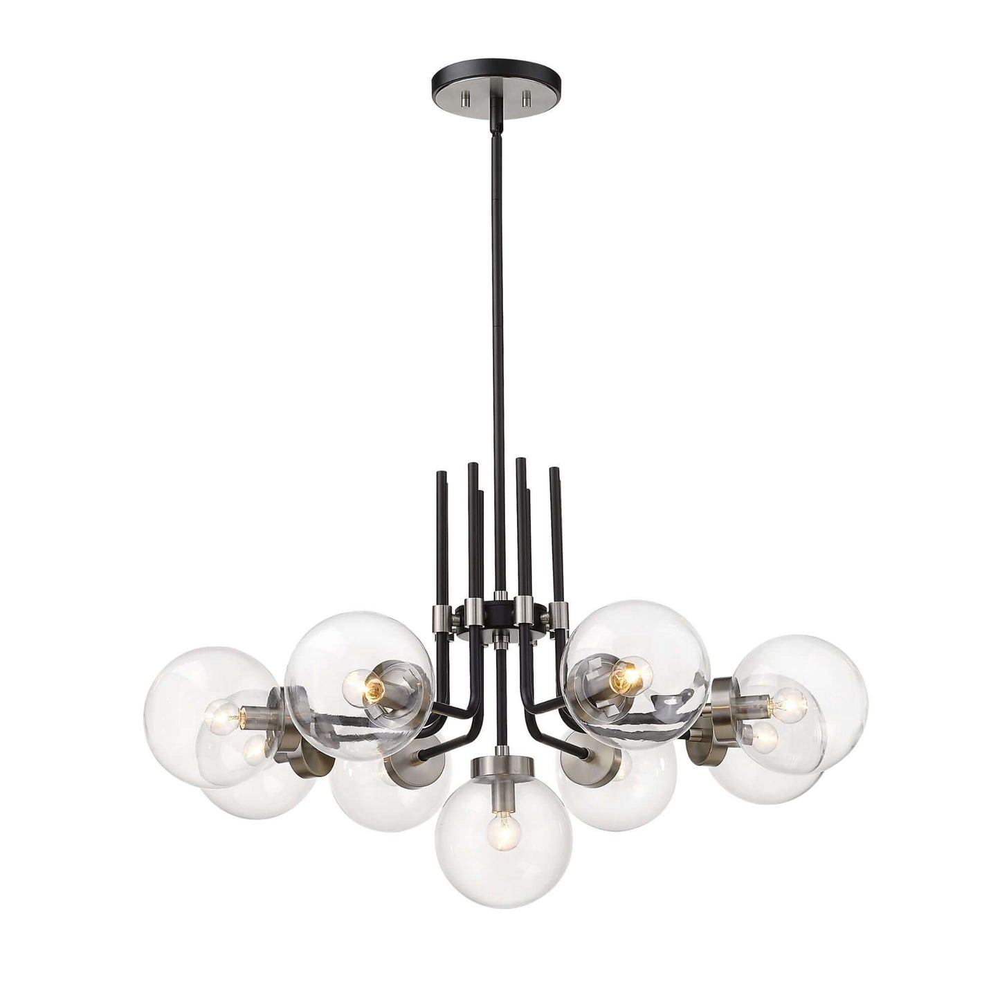 Parsons 9 Light Chandelier Matte Black + Brushed Nickel