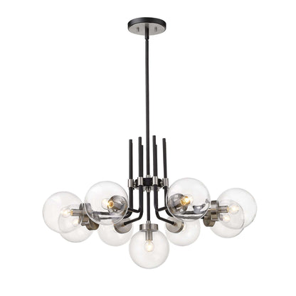 Parsons 9 Light Chandelier Matte Black + Brushed Nickel
