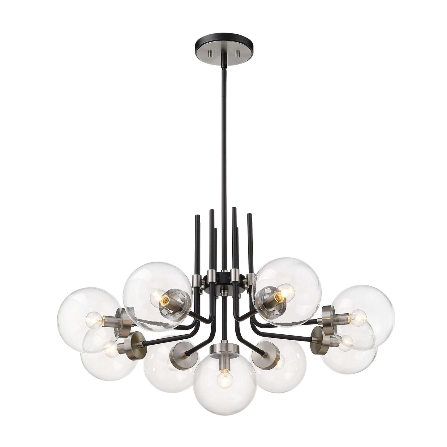 Parsons 9 Light Chandelier Matte Black + Brushed Nickel