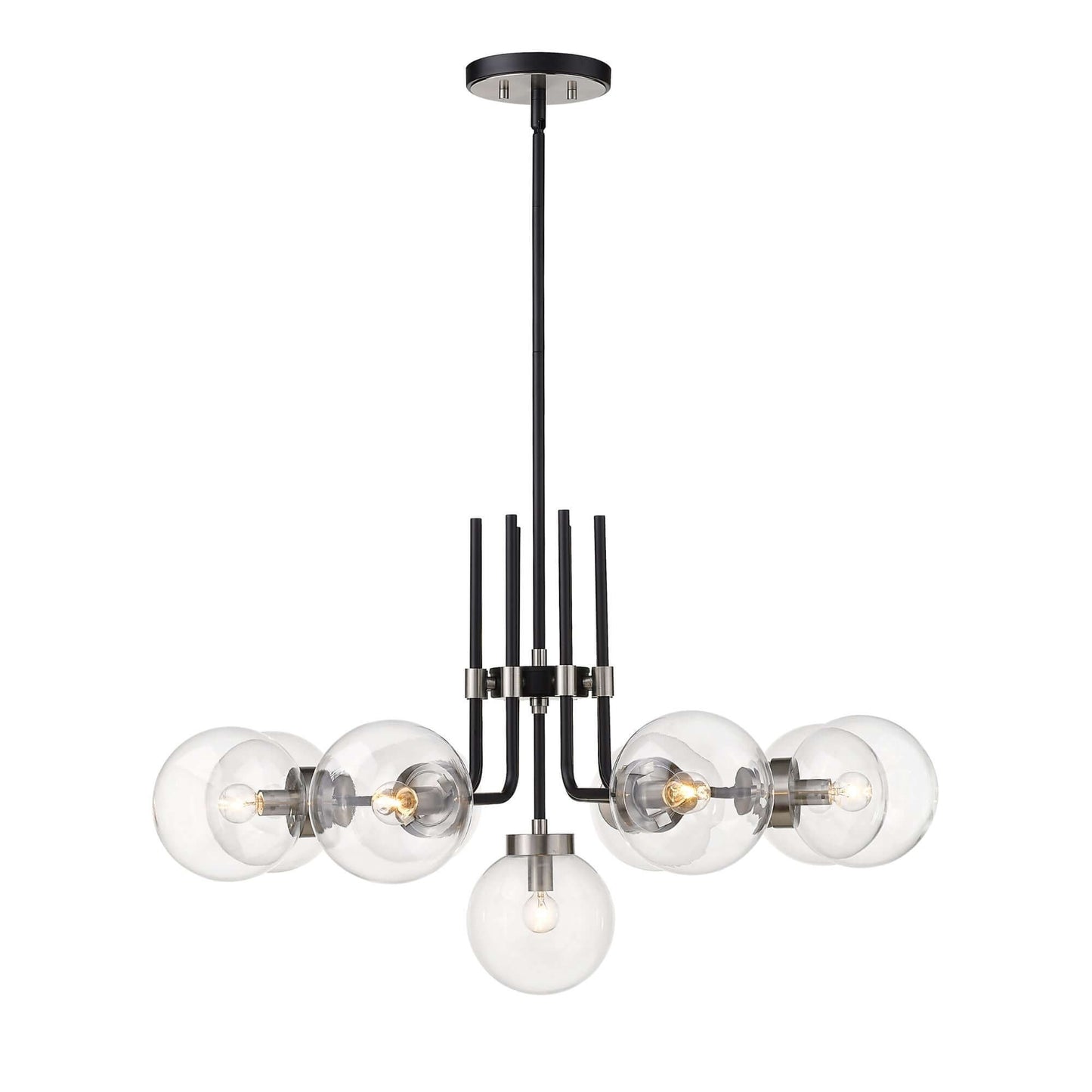 Parsons 9 Light Chandelier Matte Black + Brushed Nickel