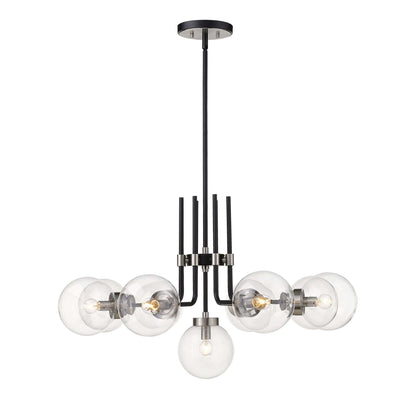 Parsons 9 Light Chandelier Matte Black + Brushed Nickel