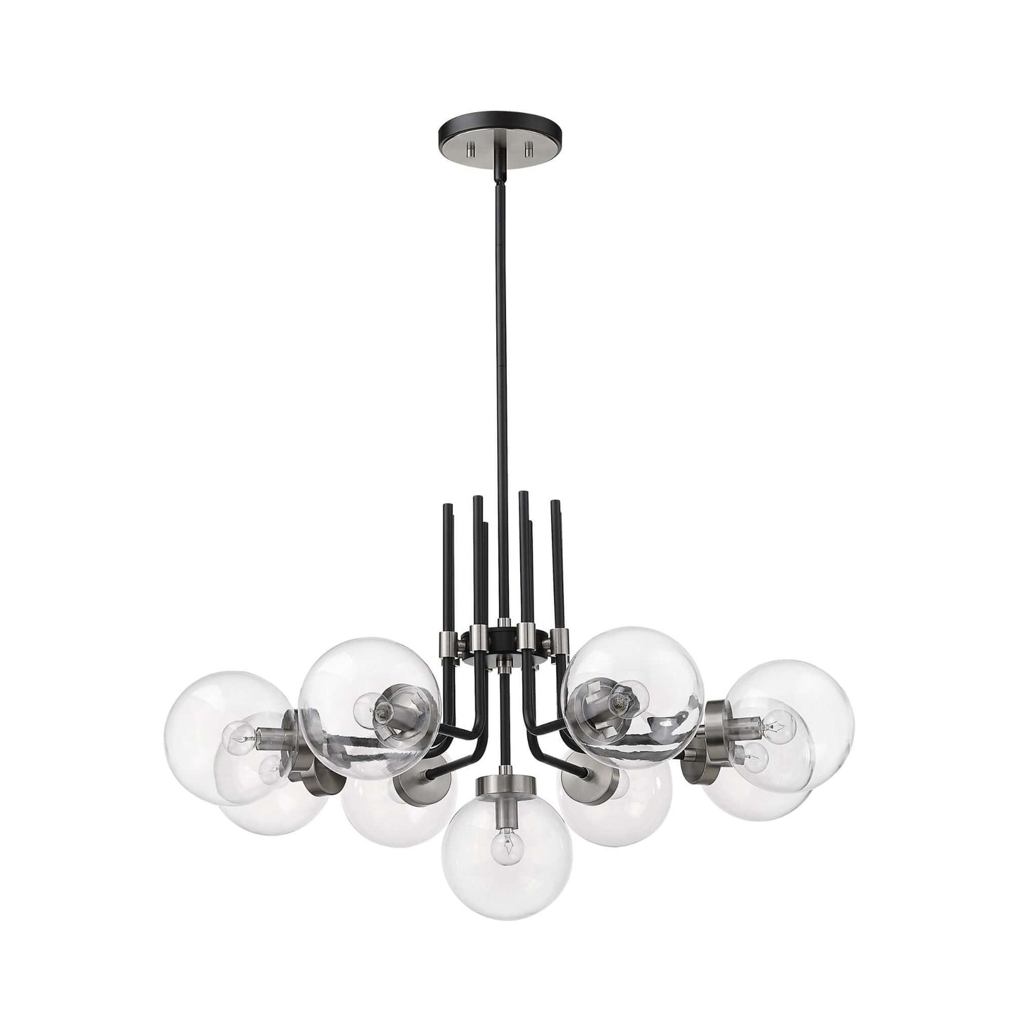 Parsons 9 Light Chandelier Matte Black + Brushed Nickel