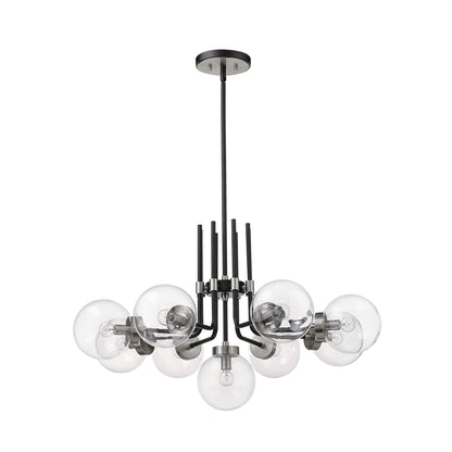 Parsons 9 Light Chandelier Matte Black + Brushed Nickel