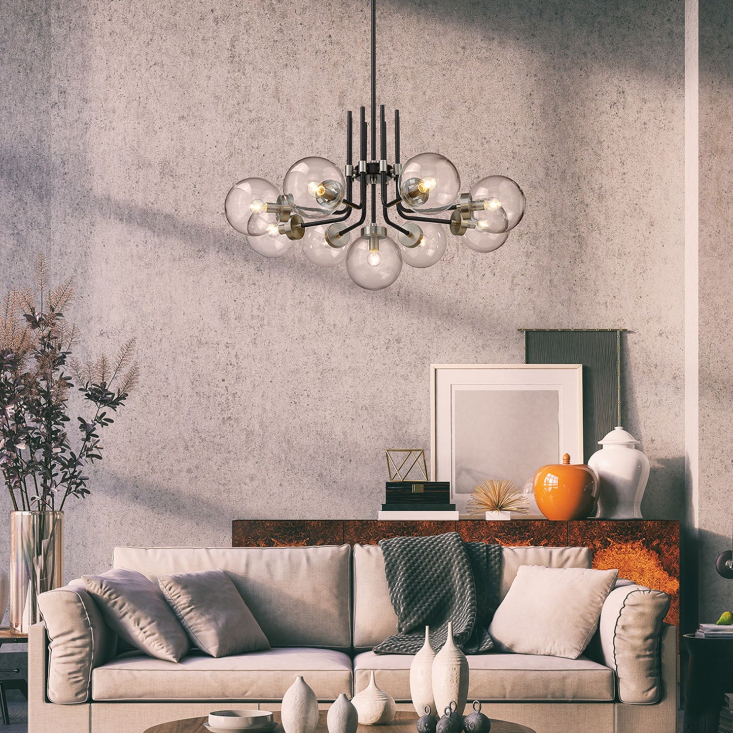 Parsons 9 Light Chandelier Matte Black + Brushed Nickel