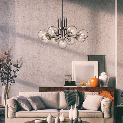 Parsons 9 Light Chandelier Matte Black + Brushed Nickel