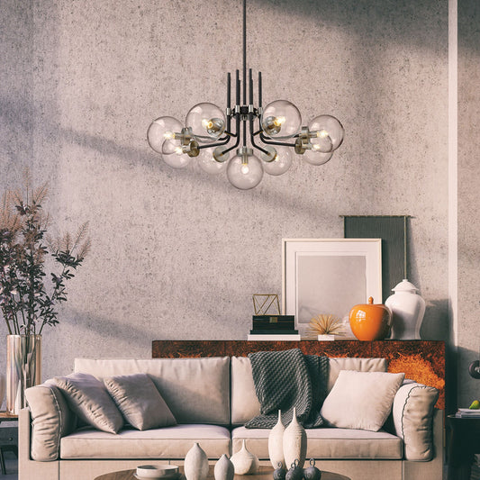 Parsons 9 Light Chandelier Matte Black + Brushed Nickel