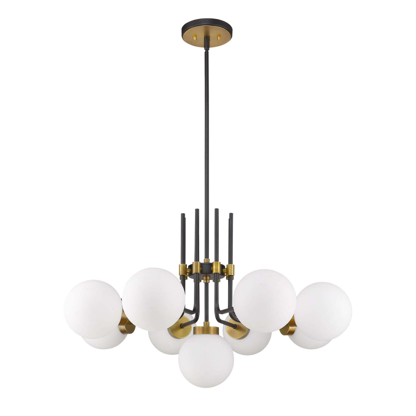 Parsons 9 Light Chandelier Matte Black + Olde Brass
