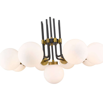 Parsons 9 Light Chandelier Matte Black + Olde Brass