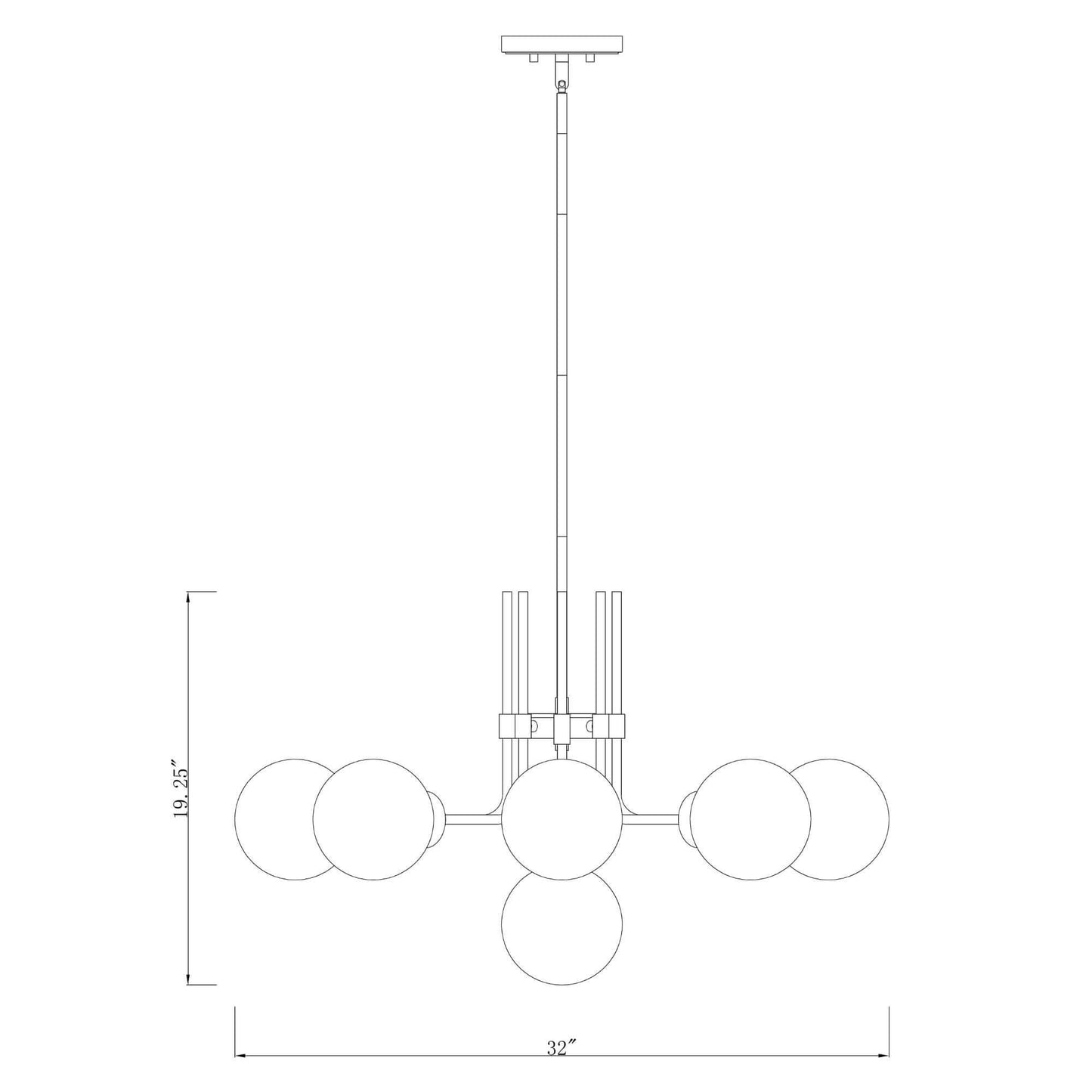 Parsons 9 Light Chandelier Matte Black + Olde Brass