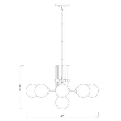 Parsons 9 Light Chandelier Matte Black + Olde Brass