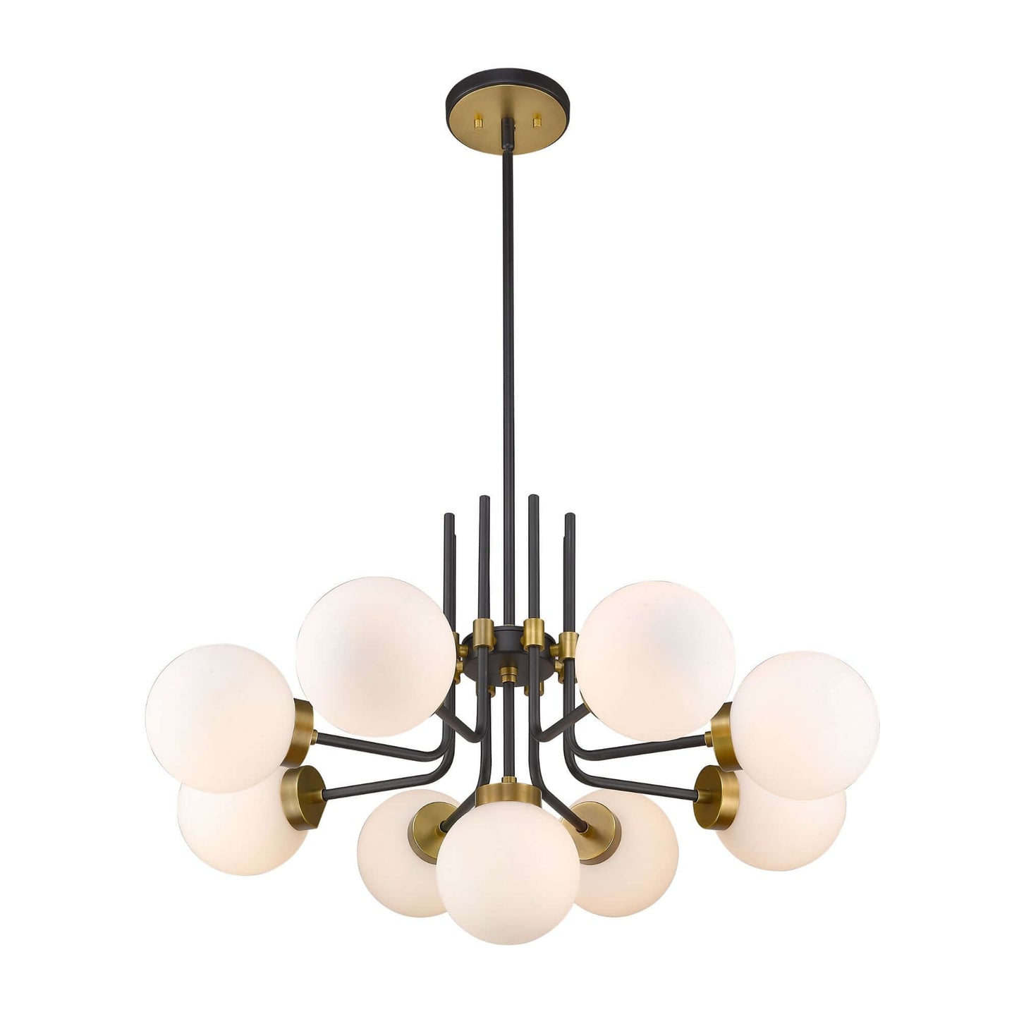 Parsons 9 Light Chandelier Matte Black + Olde Brass