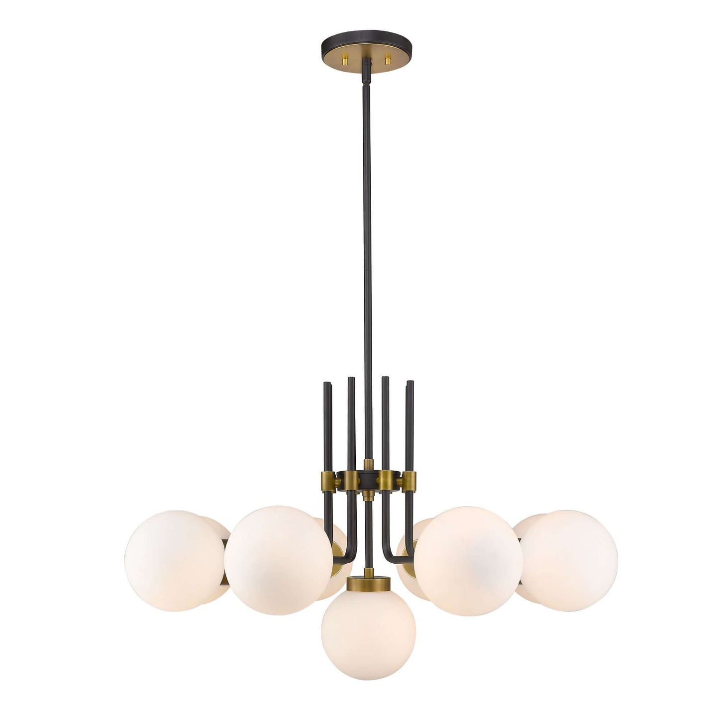 Parsons 9 Light Chandelier Matte Black + Olde Brass