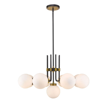 Parsons 9 Light Chandelier Matte Black + Olde Brass