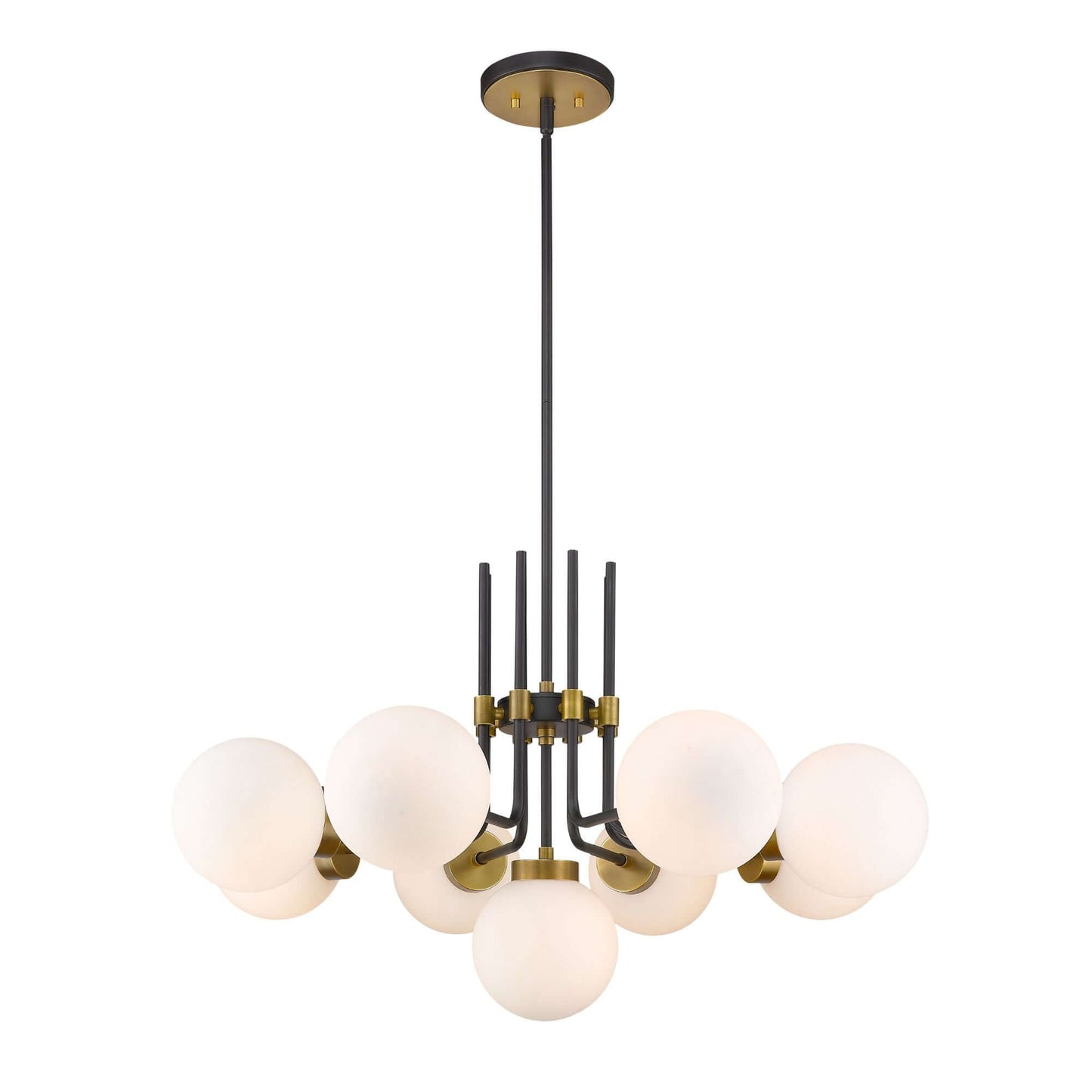 Parsons 9 Light Chandelier Matte Black + Olde Brass