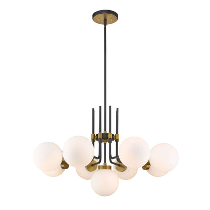 Parsons 9 Light Chandelier Matte Black + Olde Brass