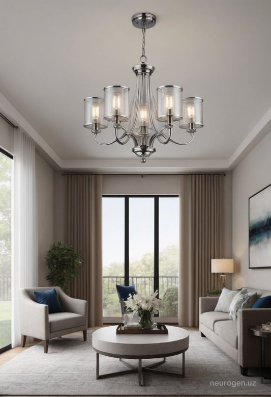 Polaris 5-Light Transitional Chrome Chandelier 28"