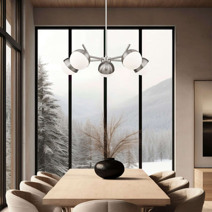 Realm Sphere 5 Light Chandelier Brushed Nickel