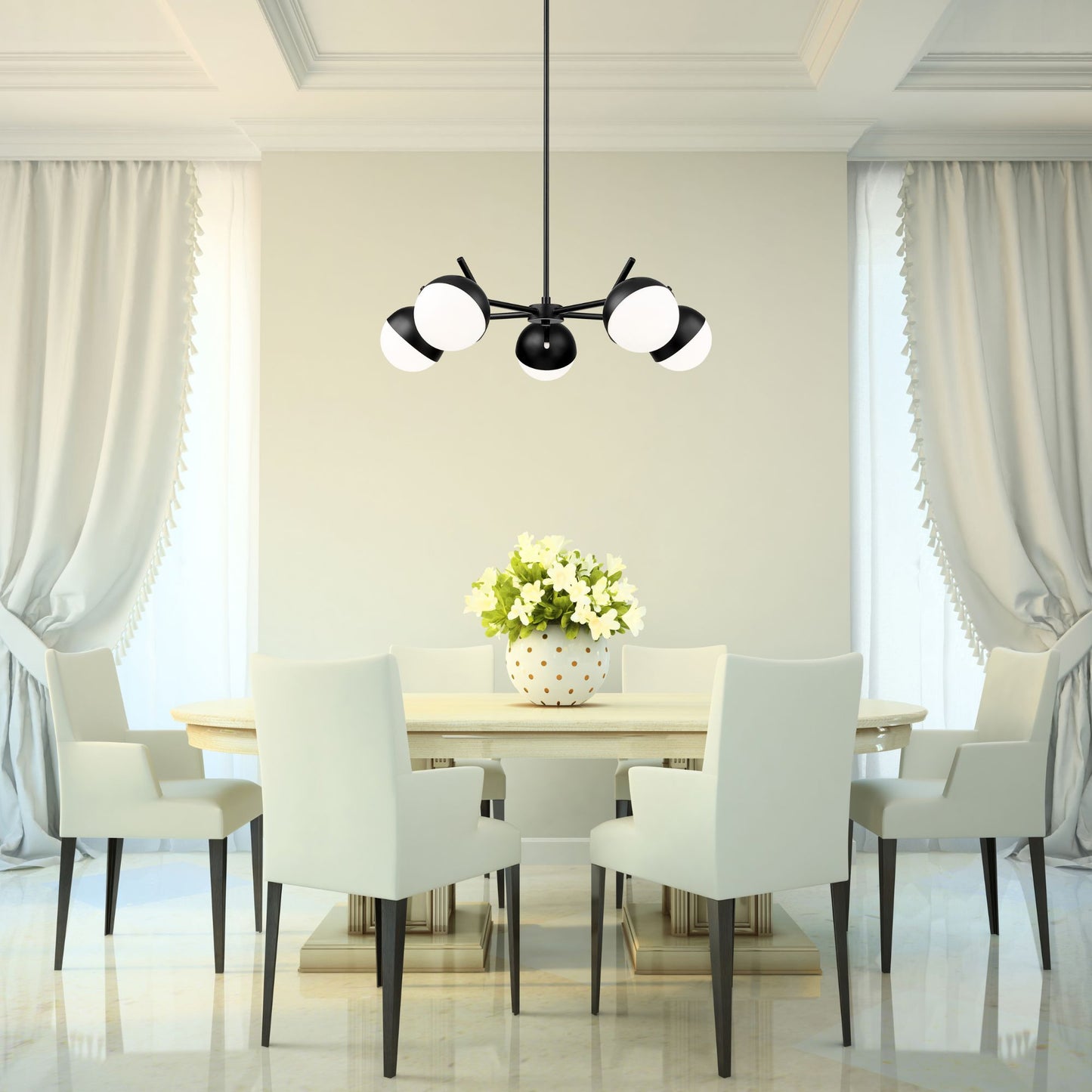 Realm Sphere 5 Light Chandelier Matte Black
