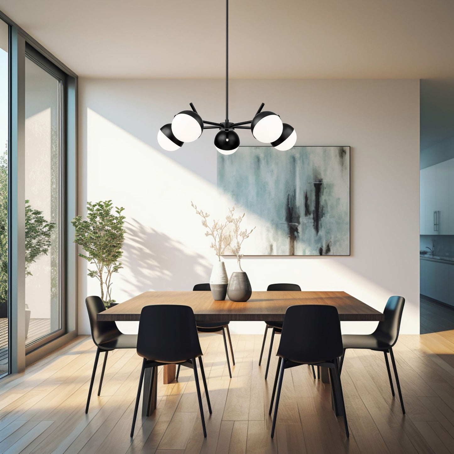 Realm Sphere 5 Light Chandelier Matte Black