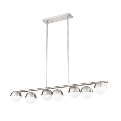 Realm Sphere 7 Light Linear Chandelier Brushed Nickel