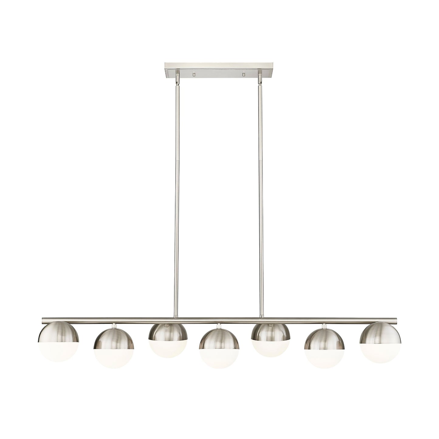 Realm Sphere 7 Light Linear Chandelier Brushed Nickel