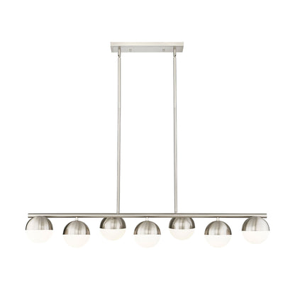 Realm Sphere 7 Light Linear Chandelier Brushed Nickel
