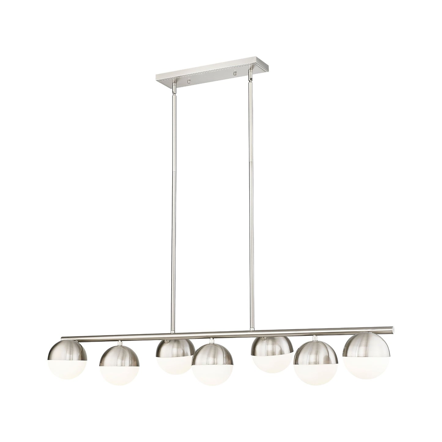Realm Sphere 7 Light Linear Chandelier Brushed Nickel