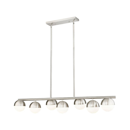 Realm Sphere 7 Light Linear Chandelier Brushed Nickel