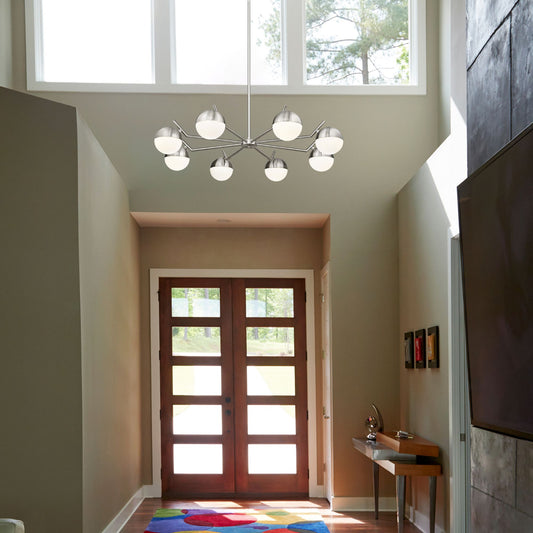 Realm Sphere 8 Light Chandelier Brushed Nickel