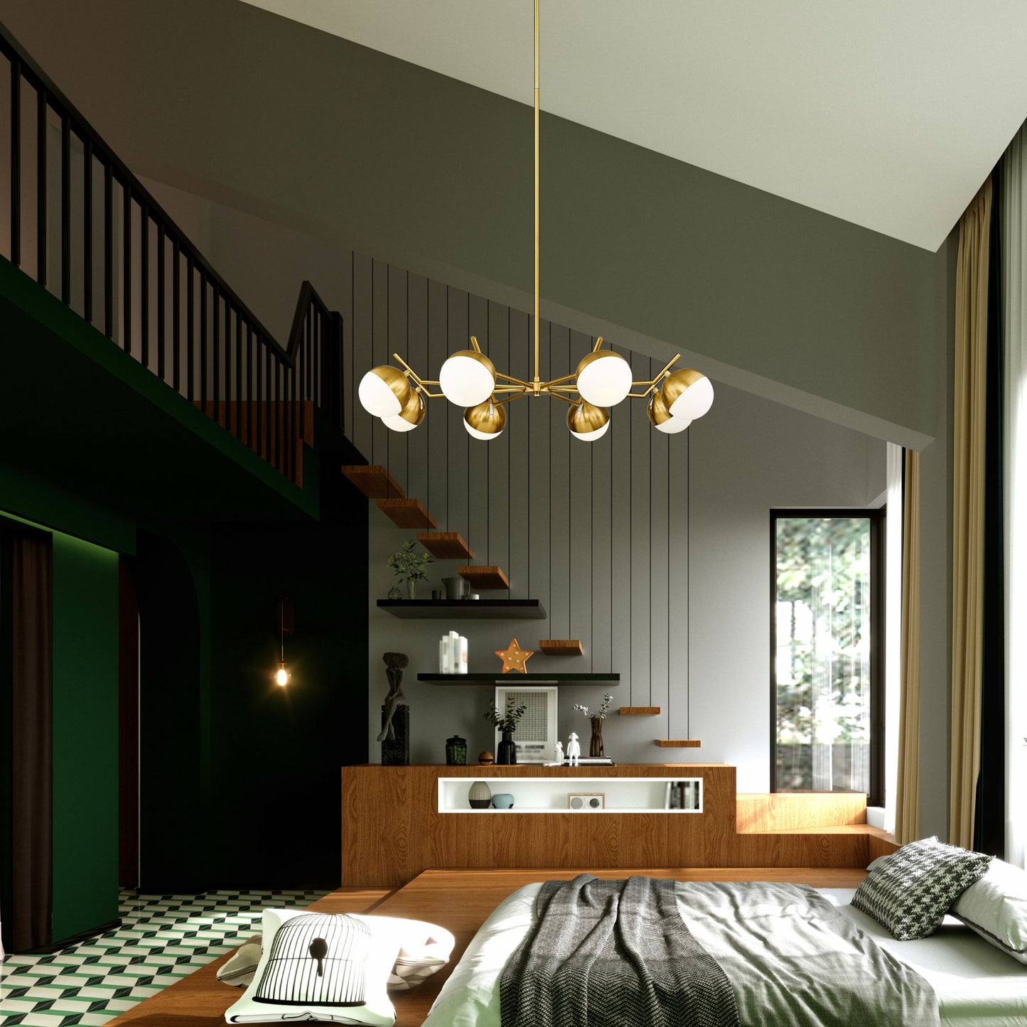 Realm Sphere 8 Light Chandelier Modern Gold