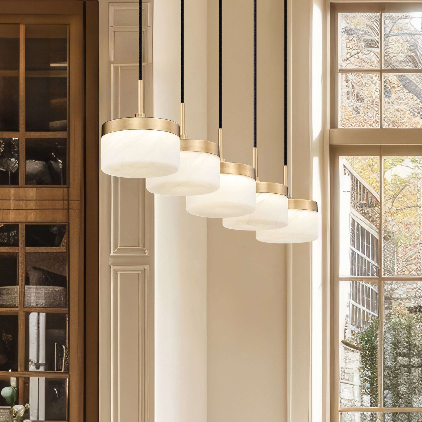 Renaud LED 5 Light Linear Chandelier Modern Gold