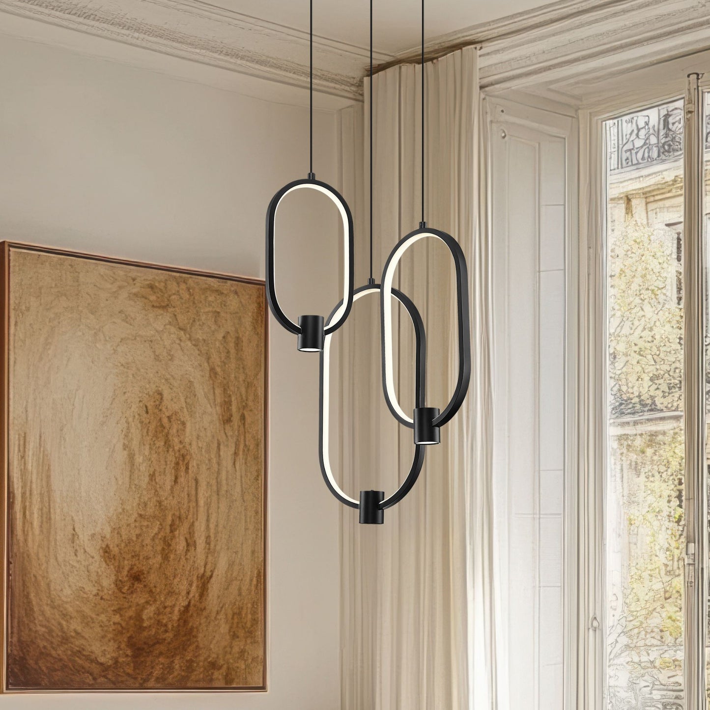 Saros LED 3 Light Chandelier Matte Black