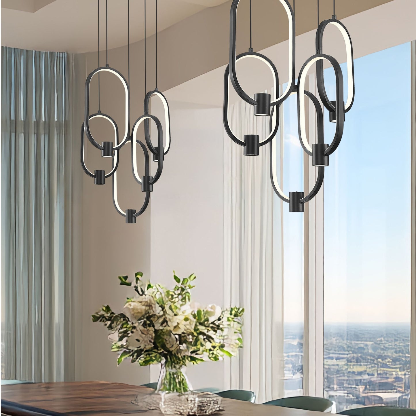 Saros LED 5 Light Chandelier Matte Black